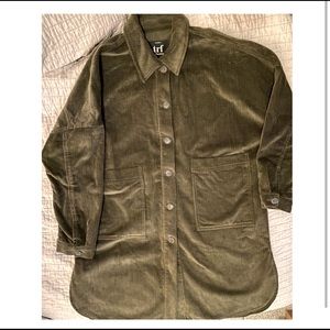 ZARA 3/4 body oversized corduroy dolman shirt